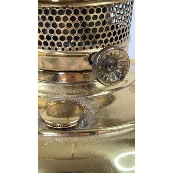 Aladdin Brass Table Lamp w/ Hand-Painted Milk Glass Shade – Model Works - Picture 10 of 12